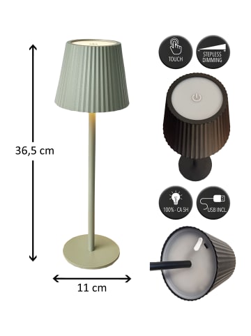 Coen Bakker LED Tischlampe dimmbar IP44 Innen & Außen 36,5x11cm in Grün
