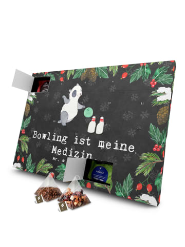 Mr. & Mrs. Panda Advents-Teekalender Panda Bowling mit Spruch in Kreidetafel