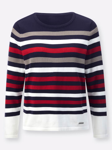 WITT WEIDEN Pullover in marine-rot-geringelt