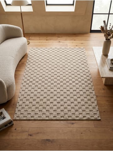 KADIMA DESIGN Flachgewebe-Teppich Schachbrett Grafisch Modern Pflegeleicht in Beige
