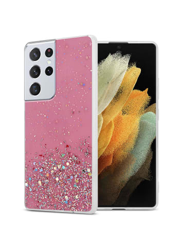 cadorabo Hülle für Samsung Galaxy S21 ULTRA Glitter in Rosa mit Glitter