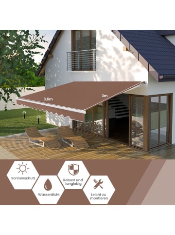 COSTWAY Markise 360x300cm in Braun