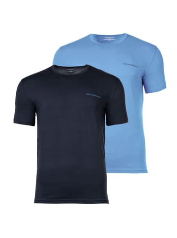 Emporio Armani T-Shirt 2er Pack in Marine/Hellblau