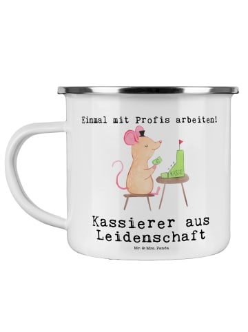 Mr. & Mrs. Panda emaillebecher Kassierer Leidenschaft mit Spruch in Weiß