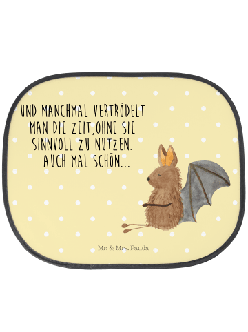 Mr. & Mrs. Panda Auto Sonnenblende Fledermaus Sitzen mit Spruch in Gelb Pastell