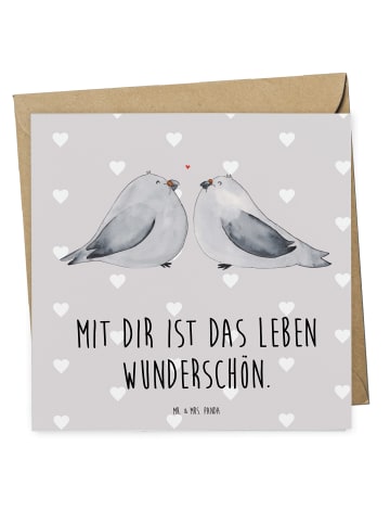 Mr. & Mrs. Panda doppelkarte Turteltauben Liebe mit Spruch in Grau Pastell