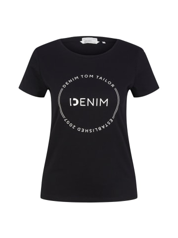 TOM TAILOR Denim T-Shirt ROUND LOGO in Schwarz