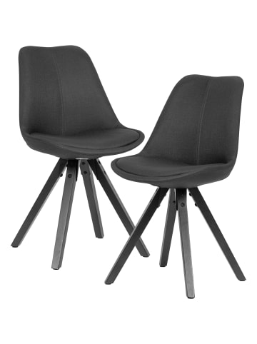 KADIMA DESIGN 2er Set Esszimmerstuhl Anthrazit mit schwarzen Beinen Stuhl in Dunkelgrau