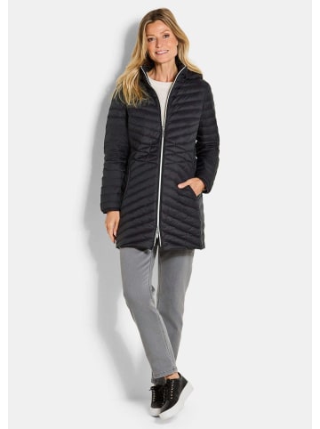 GOLDNER Kurzgröße:  Gefütterter langer Mantel mit Kapuze in schwarz