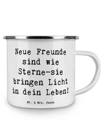 Mr. & Mrs. Panda Kaffeebecher Spruch Neue Freunde finden mit Spruch in Weiß
