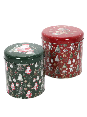 Home&Styling Collection Weihnachtliches Set Metallbehälter in verschiedenen Größen, 2 Stück in Rot