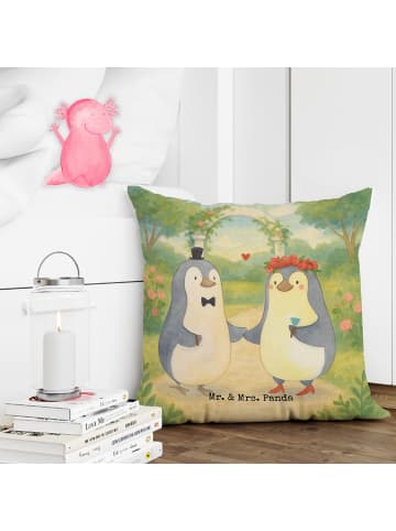 Mr. & Mrs. Panda Couchkissen Hochzeit Pinguin Design ohne Spruch in Weiß