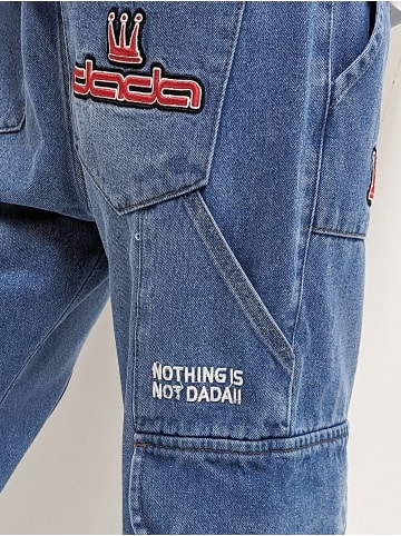 DADA Cargo Baggy Denim Jeans mit Logo Stitching Worker in Hellblau
