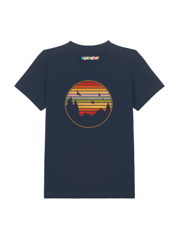 wat? Apparel T-Shirt Sunset Berge & Tannen in Dunkelblau