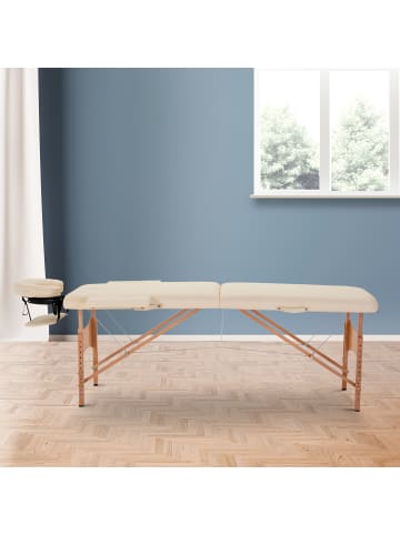 HOMCOM Massagetisch-210L x 81B x 67-92H cm-Cremeweiß