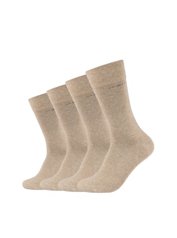 camano Socken für Damen und Herren Businesssocken Komfortbund Bequem Langlebig Baumwolle Soft  mit verstärktem Fersen- und Zehenbereich 4er Pack ca-soft in sand melange