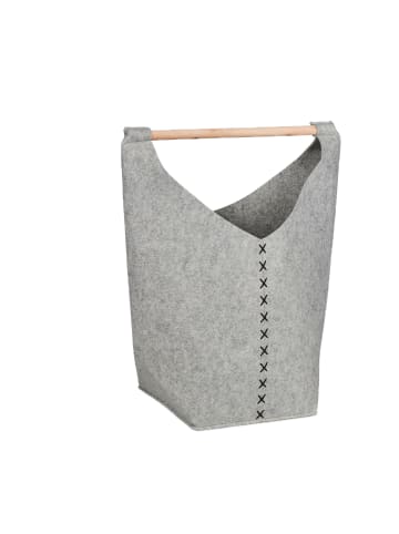 relaxdays Wäschesammler in Hellgrau/ Natur - (B)62 x (H)68 x (T)34,5 cm