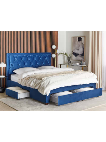 Beliani Doppelbett LIEVIN in Blau - (W) 185 x (H) 122 x (L) 217 cm