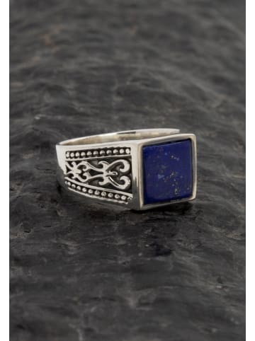 mantraroma 925er Silber - Herrenring mit Lapis Lazuli