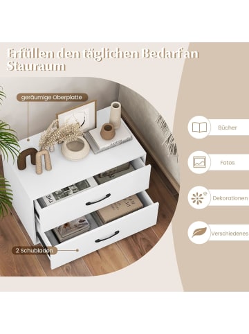COSTWAY 2 er Set Kommode mit 2 Schubladen in Weiß