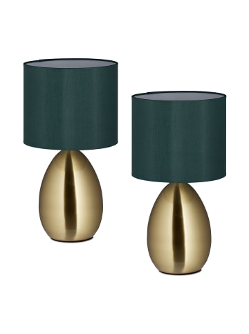 relaxdays 2 x Nachttischlampe in Messing - (H)33,5 x Ø 18 cm