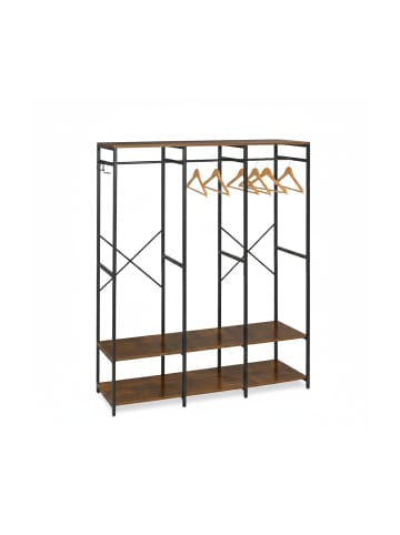 relaxdays Garderobe in Schwarz/ Braun - (B)141 x (H)180 x (T)40 cm