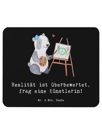 Mr. & Mrs. Panda Mauspad Künstlerin Traum mit Spruch in Schwarz