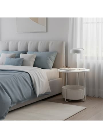 relaxdays Beistelltisch in Beige/ Cremeweiß - (H)50 x Ø 45 cm