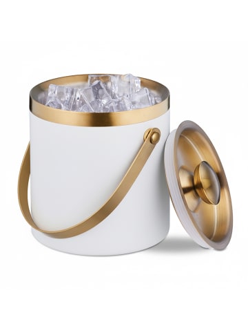 relaxdays Eiswürfelbehälter in Weiß/ Gold - 1,5 Liter