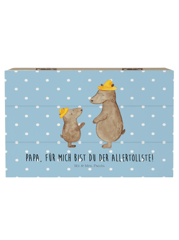Mr. & Mrs. Panda Holzkiste Bären mit Hut mit Spruch in Blau Pastell
