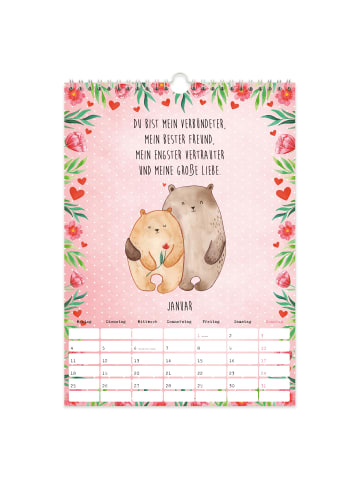 Mr. & Mrs. Panda A3 Wandkalender 2024 Liebe Collection mit Spruch in Weiß