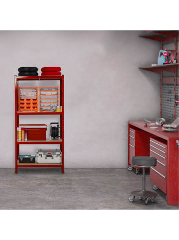 relaxdays 2 x Schwerlastregal in Rot - (B)70 x (H)150 x (T)30 cm
