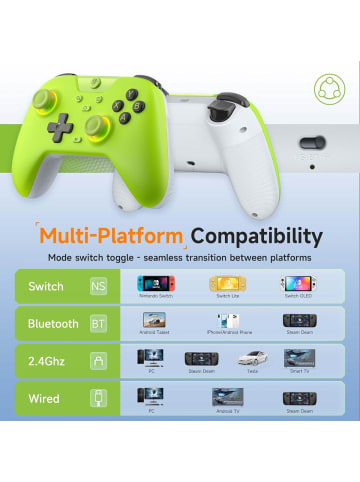 Almina EasySMX X05 Controller PC mit 7 Farbe RGB Licht Hall Triggers Grün in Weiß