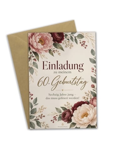 Mr. & Mrs. Panda Geburtstagskarte Geburtstagseinladung floral De... in Weiß