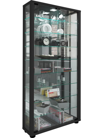 VCM  Glas Stand Vitrine Sammelvitrine Lumo Maxi Spiegel in Schwarz