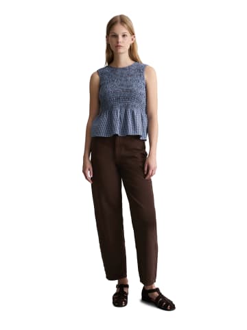 Marc O'Polo DENIM Gesmoktes Seersucker-Peplum-Top slim in Light Blue