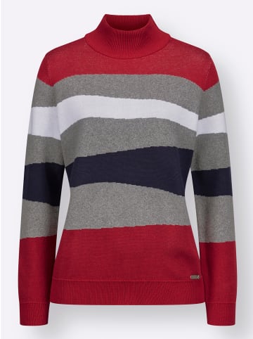 WITT WEIDEN Langarm-Pullover in grau-rot-gemustert