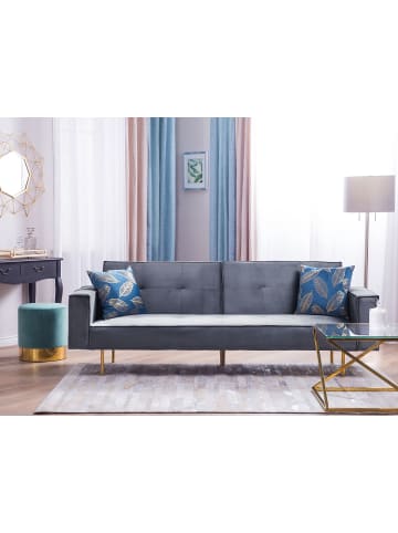 Beliani 3-Sitzer Sofa VISNES in Grau/Gold - (W) 218 x (H) 80 x (L) 81 cm