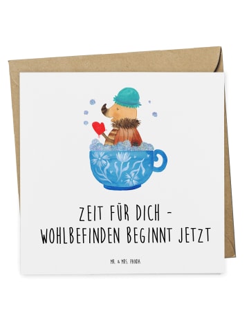 Mr. & Mrs. Panda Gutschein Wellness Zeit mit Spruch in Weiß
