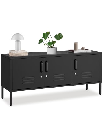 tectake Sideboard, Kippschutz, höhenverstellbare Füße, 120 x 37,5 x 55,5 cm