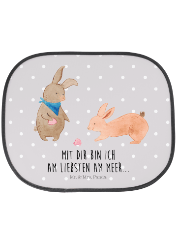 Mr. & Mrs. Panda Sonnenschutz Autoscheibe Hasen Muschel mit Spruch in Grau Pastell