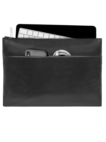 FEYNSINN Leder-Laptophülle echt Leder | 15 Zoll Laptop-Hülle schwarz in schwarz