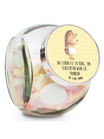 Mr. & Mrs. Panda Teedose Igel Wein mit Spruch in Gelb Pastell