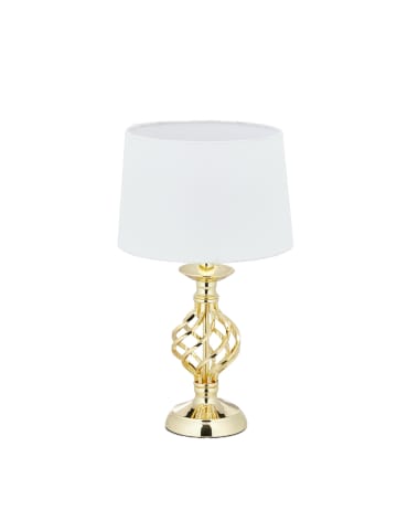 relaxdays Tischlampe in Gold/ Weiß - (H)43,5 x Ø25 cm