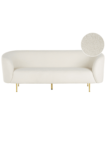 Beliani 3-Sitzer Sofa LOEN in Weiß/Gold - (W) 200 x (H) 79 x (L) 70 cm