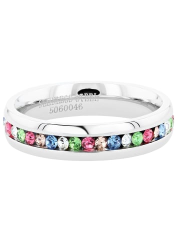 Adeliás Damen Ring aus Edelstahl mit Strass Steinchen in silber