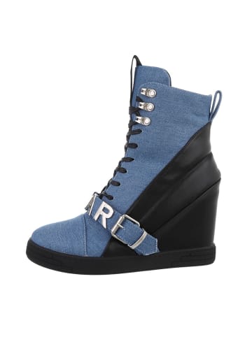 Ital-Design Stiefelette in Blau und Schwarz