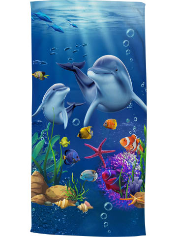 Good Morning Velours-Frottier Strandtuch in blau