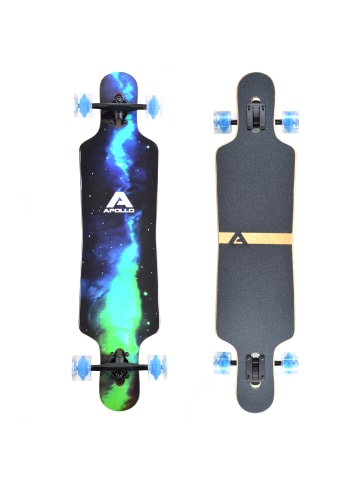 Apollo Twin Tip DT Longboard " Galaxy - LED Wheels " in blau/grün/schwarz