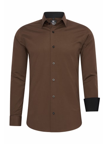 Rusty Neal Business Hemd Slim Fit Premium Cotton-Stretch in Braun